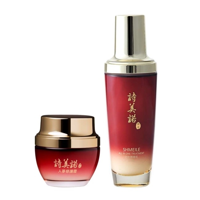 【詩美諾】全效賦活寵愛組-全能精華乳100ml+人蔘修護霜60ml