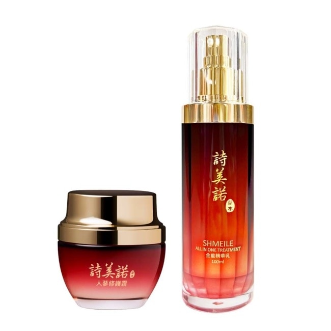 【詩美諾】全效賦活寵愛組-全能精華乳100ml+人蔘修護霜60ml