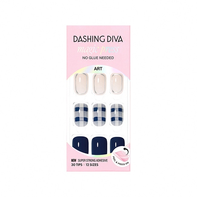 Dashing Diva/M 薄型經典美甲片-藍色嘉頓格-30片