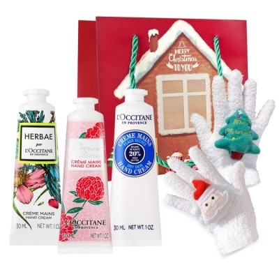 L OCCITANE L’OCCITANE 歐舒丹 新版經典護手霜30MLX3禮袋組-乳油木+牡丹+原野之心-國際航空版