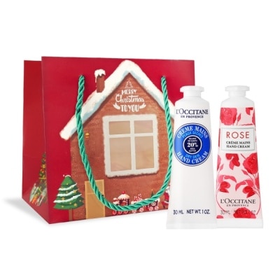 L OCCITANE L’OCCITANE 歐舒丹 新版經典護手霜30MLX2禮袋組-乳油木+玫瑰-專櫃公司貨