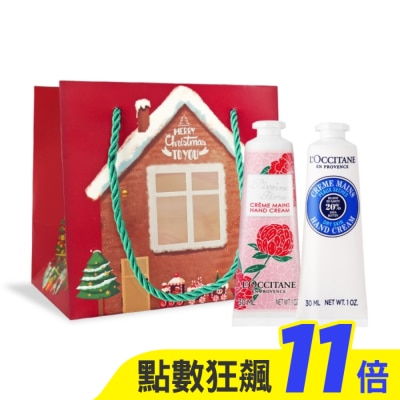 L’OCCITANE 歐舒丹 L’OCCITANE 歐舒丹 新版經典護手霜30MLX2禮袋組-乳油木+牡丹-專櫃公司貨