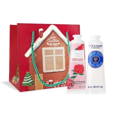L OCCITANE L’OCCITANE 歐舒丹 新版經典護手霜30MLX2禮袋組-乳油木+牡丹-專櫃公司貨