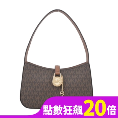 MICHAEL KORS MICHAEL KORS LYRA PVC 滿版鎖頭手提/肩背包-小/咖35T4G1YC5B-54BR