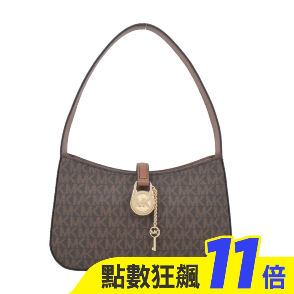 MICHAEL KORS LYRA PVC 滿版鎖頭手提/肩背包-小/咖35T4G1YC5B-54BR