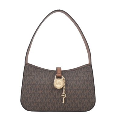 MICHAEL KORS MICHAEL KORS LYRA PVC 滿版鎖頭手提/肩背包-小/咖35T4G1YC5B-54BR