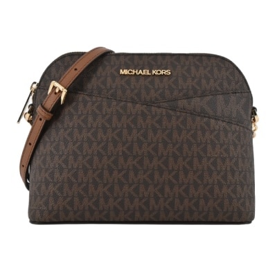 MICHAEL KORS MICHAEL KORS JET SET新版交叉滿版PVC斜背貝殼包-咖35F1GTVC6B-54BR