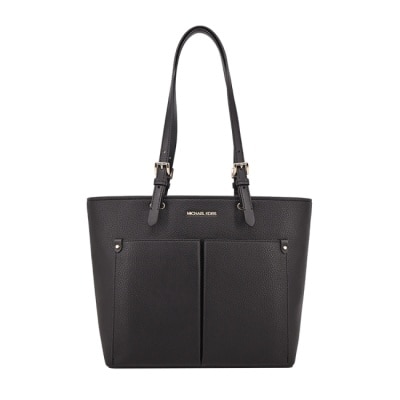 MICHAEL KORS MICHAEL KORS JET SET荔枝紋前雙口袋托特包-中/黑35F3GTVT8B-09