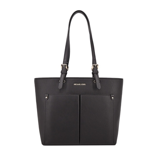 MICHAEL KORS JET SET荔枝紋前雙口袋托特包-中/黑35F3GTVT8B-09