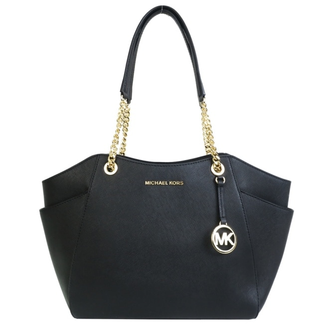 MICHAEL KORS JET SET新版鍊帶防刮扇形肩背包(大/黑)35T5GTVT3L-09