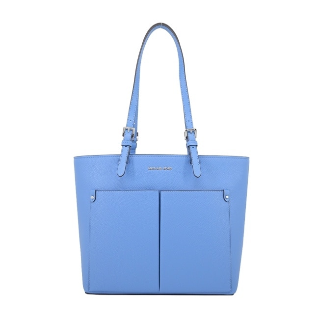 MICHAEL KORS JET SET荔枝紋前雙口袋托特包-中/藍35H3STVT6B-07SP