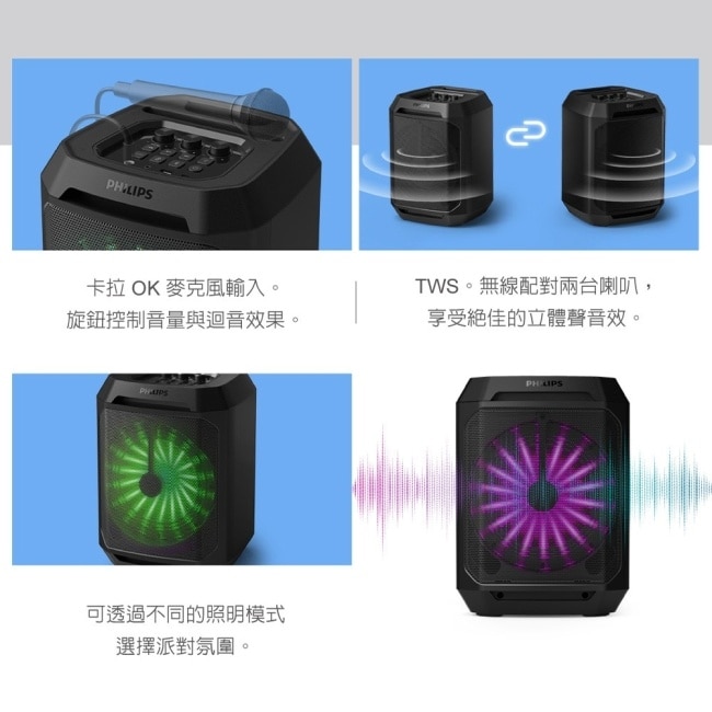 PHILIPS 藍牙30W超重低音派對喇叭-TAX2208