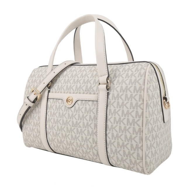 MICHAEL KORS TRAVEL PVC手提/斜背行李袋-中/米白35S4GTFS6B-42LC