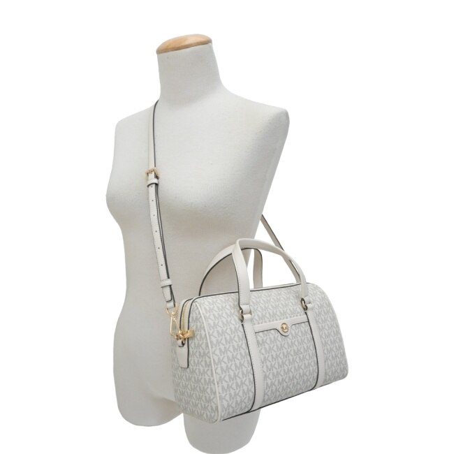 MICHAEL KORS TRAVEL PVC手提/斜背行李袋-中/米白35S4GTFS6B-42LC