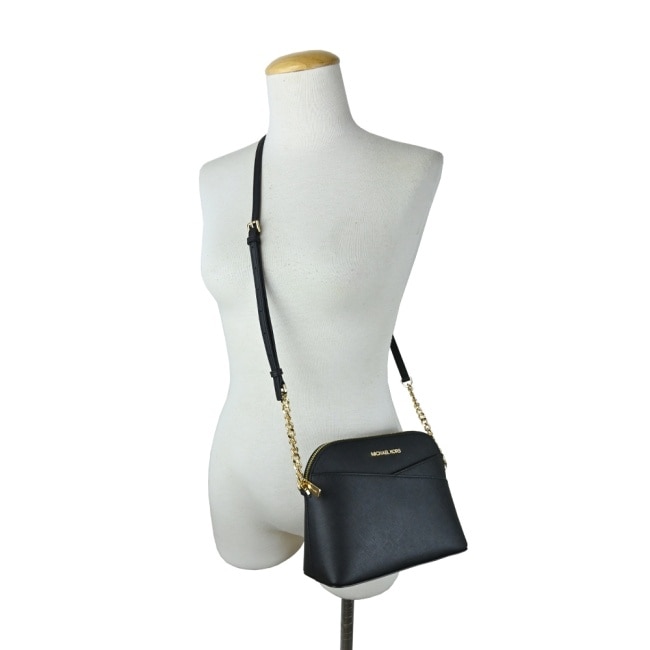 MICHAEL KORS JET SET新版交叉防刮斜背貝殼包-黑35F1GTVC6T-09