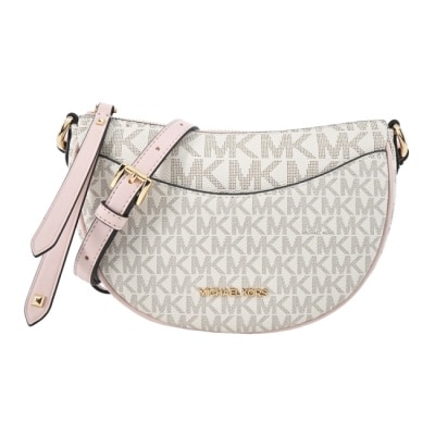 MICHAEL KORS MICHAEL KORS DOVER 滿版PVC半月斜背包-小/米白粉35R3G4DC5B-04PBM