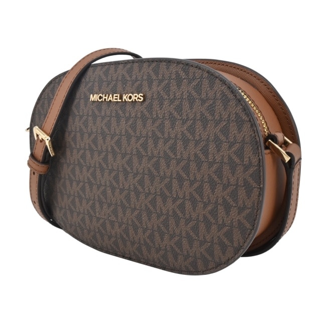 MICHAEL KORS JET SET 滿版PVC橢圓形斜背包-中/咖35S1GTVC6B-54BR