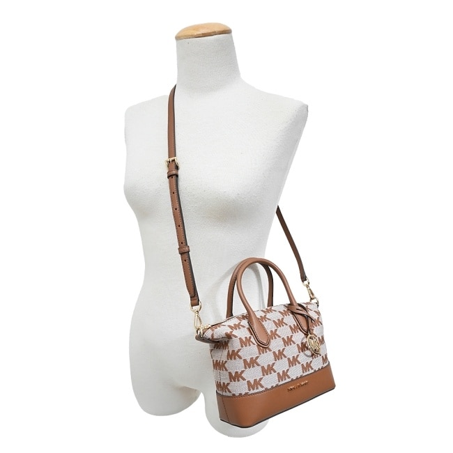 MICHAEL KORS HYDE 編織緹花滿版手提/斜背包-小/棕35S4G4FS1J-64LU