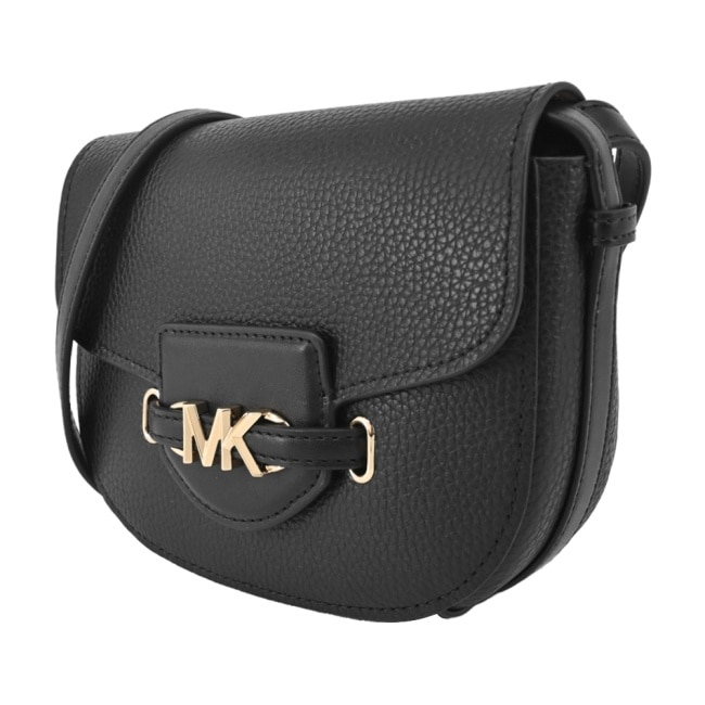 MICHAEL KORS REED 荔枝紋LOGO磁吸翻蓋斜背包-小/黑35S4G6RC1T-09