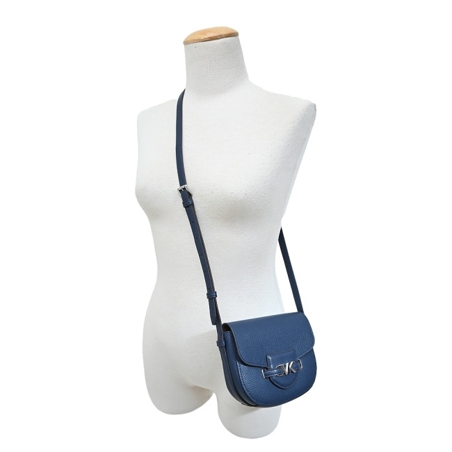 MICHAEL KORS REED 荔枝紋LOGO磁吸翻蓋斜背包-小/藍35S4S6RC1T-47NA