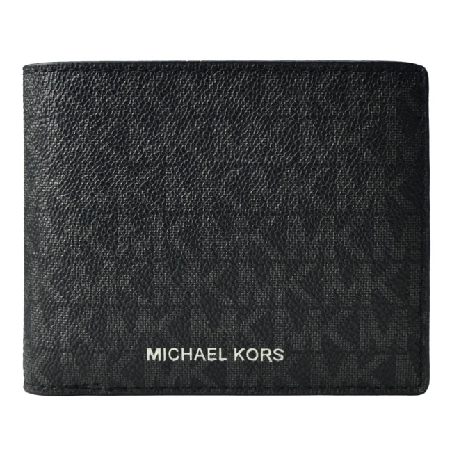 MICHAEL KORS COOPER滿版男用對開短夾(附證件夾)-黑36U9LCRF6B-09