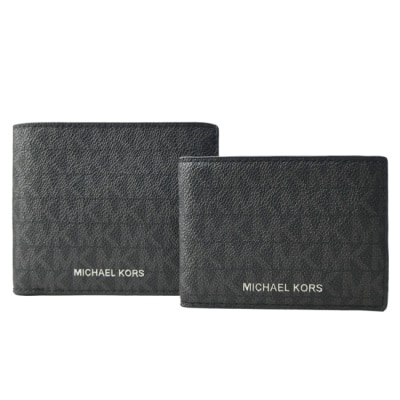 MICHAEL KORS MICHAEL KORS COOPER滿版男用對開短夾(附證件夾)-黑36U9LCRF6B-09