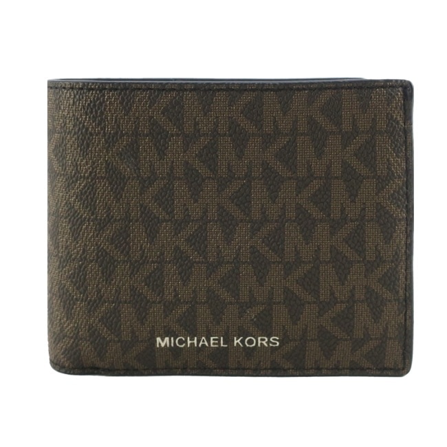 MICHAEL KORS COOPER滿版男用對開短夾(含零錢袋)-棕36U9LCRF6B-54BR