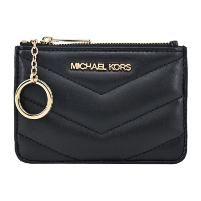 MICHAEL KORS MICHAEL KORS JET SET 衍縫山形紋小香風卡片零錢包-黑35R4GTVP1V-09