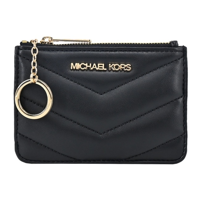 MICHAEL KORS JET SET 衍縫山形紋小香風卡片零錢包-黑35R4GTVP1V-09