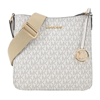 MICHAEL KORS MICHAEL KORS  JET SET TRAVEL PVC斜背旅行郵差包-小/米白35S4GTVC5B-42LC