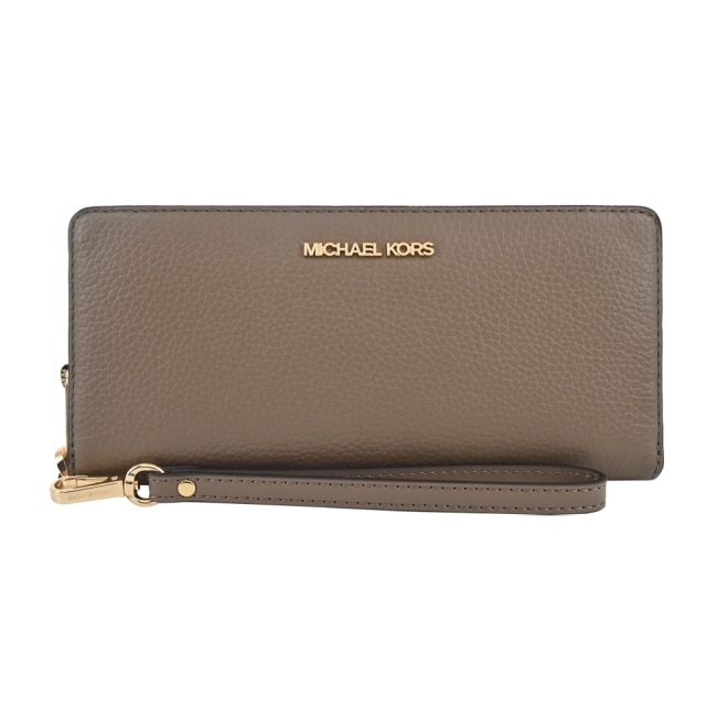 MICHAEL KORS JET SET荔枝紋手掛式拉鍊長夾-卡其35T7GTVE7L-10DU