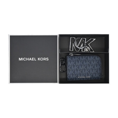 MICHAEL KORS MICHAEL KORS PVC 滿版卡片/零錢包LOGO鑰匙圈禮盒-藍36S3LGFE6B-47AP