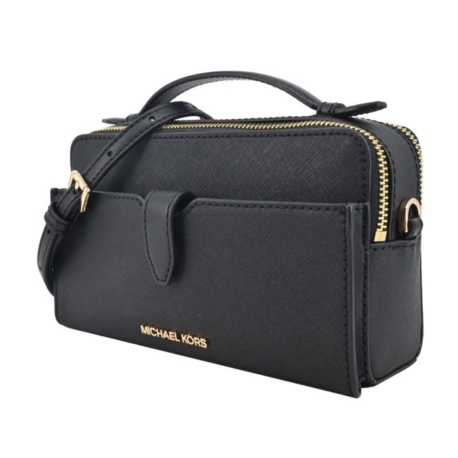 MICHAEL KORS JET SET防刮雙拉鍊手提/斜背包-中/黑35F2GTTC2L-09