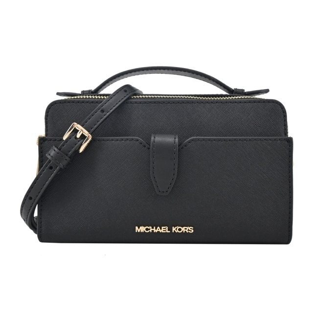 MICHAEL KORS JET SET防刮雙拉鍊手提/斜背包-中/黑35F2GTTC2L-09