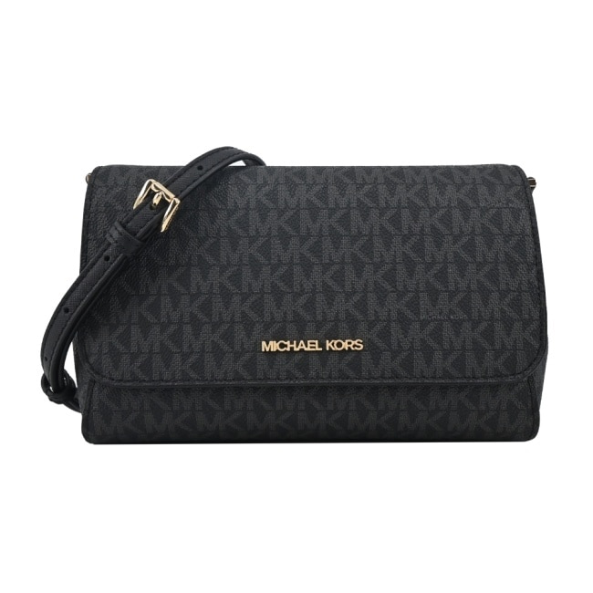 MICHAEL KORS JET SET PVC 翻蓋磁吸肩背/斜背包-中/黑35H8GTTC6B-09