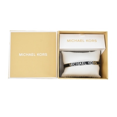 MICHAEL KORS MICHAEL KORS BRASS 寬版LOGO扣式手環禮盒-黑色MKJX8120040-S09