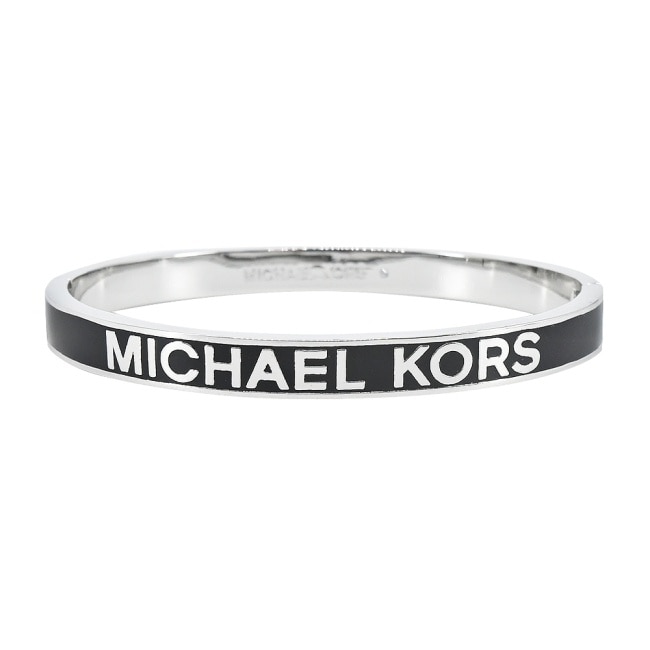 MICHAEL KORS BRASS 寬版LOGO扣式手環禮盒-黑色MKJX8120040-S09