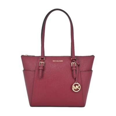 MICHAEL KORS MICHAEL KORS CHARLOTTE雙口袋防刮托特包-大/酒紅35T0GCFT7L-26DC