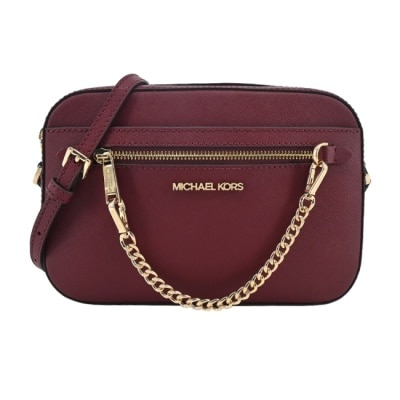 MICHAEL KORS MICHAEL KORS JET SET掛鍊防刮斜背相機包-大/暗紅35S1GTTC7L-26DC