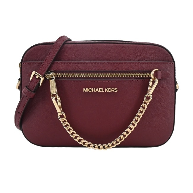 MICHAEL KORS JET SET掛鍊防刮斜背相機包-大/暗紅35S1GTTC7L-26DC