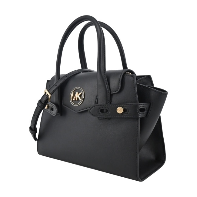 MICHAEL KORS CARMEN 金字翻蓋手提斜背兩用包-中/黑35S2GNMS8L-09