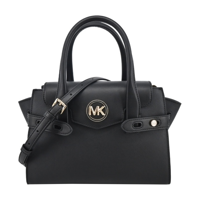 MICHAEL KORS CARMEN 金字翻蓋手提斜背兩用包-中/黑35S2GNMS8L-09