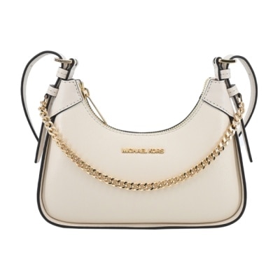 MICHAEL KORS MICHAEL KORS WILMA金字皮革掛鍊斜背/兩用包-小/白35H3G3WC5L-02LC