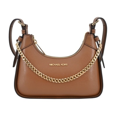 MICHAEL KORS MICHAEL KORS WILMA金字皮革掛鍊斜背/兩用包-小/棕35H3G3WC5L-64LU