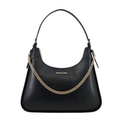 MICHAEL KORS MICHAEL KORS WILMA金字皮革掛鍊肩背包-中/黑35H3G3WL3L-09