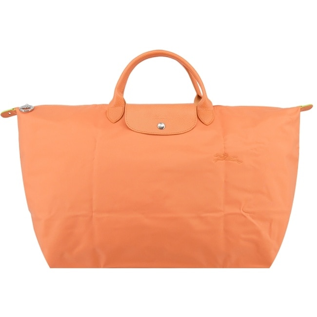 LONGCHAMP LE PLIAGE GREEN系列刺繡摺疊旅行袋(小/橙)1624-919-P54
