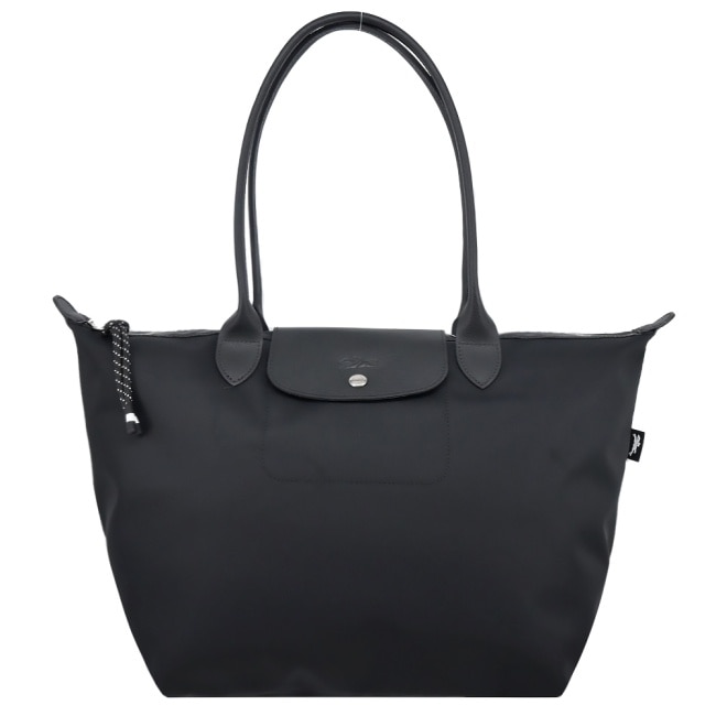 LONGCHAMP LE PLIAGE ENERGY系列再生尼龍長把肩背水餃包(大/黑)1899-HSR-001
