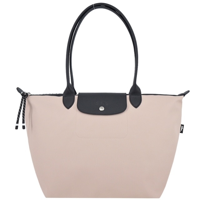 LONGCHAMP LE PLIAGE ENERGY系列再生尼龍長把肩背水餃包(大/裸粉)1899-HSR-542