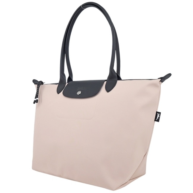 LONGCHAMP LE PLIAGE ENERGY系列再生尼龍長把肩背水餃包(大/裸粉)1899-HSR-542