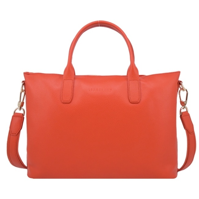 LONGCHAMP LE FOULONNE系列牛皮手提/斜背兩用公事包(小/紅椒)20032-021-685